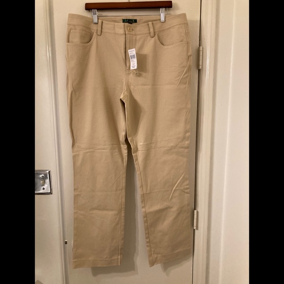 New Ralph Lauren Tan Stretch Jean. Soft Tan. Size 16. - Picture 1 of 8